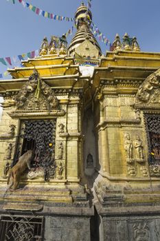 Stupa in Swayambhunath Monkey temple in Kathmandu, Nepal.

