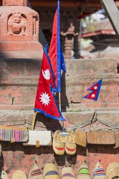 Sale by Nepalese flags on the square Darbar, Nepal.