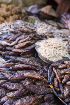 Smoked and dried fish in street of Kathmandu, Nepal

