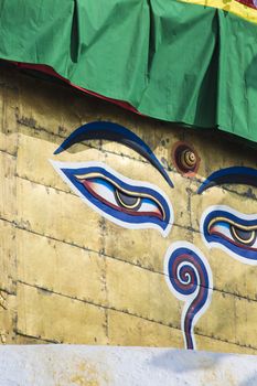 Stupa in Swayambhunath Monkey temple in Kathmandu, Nepal.