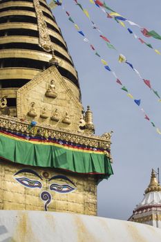 Stupa in Swayambhunath Monkey temple in Kathmandu, Nepal.