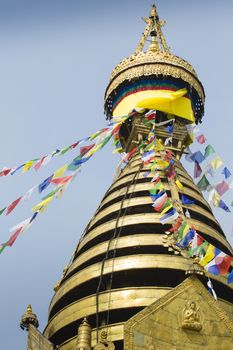 Stupa in Swayambhunath Monkey temple in Kathmandu, Nepal.