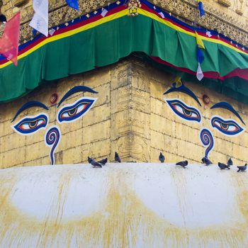 Stupa in Swayambhunath Monkey temple in Kathmandu, Nepal.