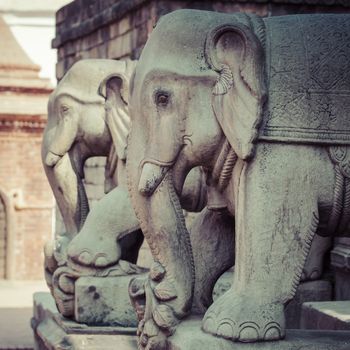 Temples of Durbar Square in Bhaktapur, Kathmandu, Nepal.