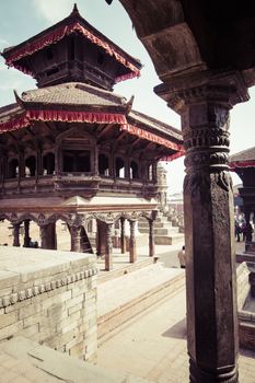 Temples of Durbar Square in Bhaktapur, Kathmandu, Nepal.