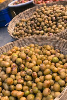 The street vendor sels his fruits and vegetables in Thamel in Kathmandu, Nepal.