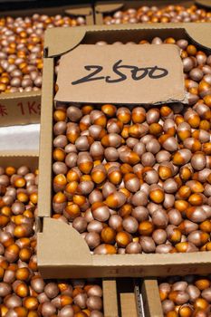 Loose hazelnuts on the market 