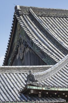 Ninomaru Palace rooftop at Kyoto Nijo Castle in Kyoto, Japan.