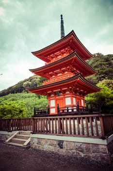 Three-storied pagoda at Taisan-ji Temple nearby Kiyomizu-dera Temple in Kyoto 