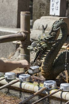 Traditional Dragon Bamboo Fountain in Japan