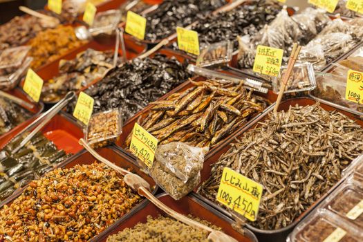 Traditional food market in Kyoto. Japan.