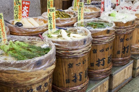 Traditional food market in Kyoto. Japan.