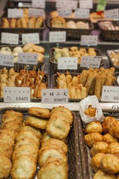 Traditional asian food market, Japan.

