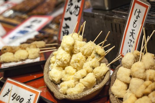 Traditional food market in Kyoto. Japan.