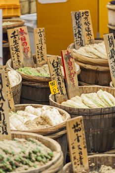 Traditional food market in Kyoto. Japan.