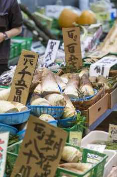 Traditional food market in Kyoto. Japan.