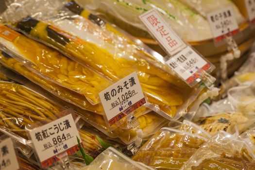 Traditional food market in Kyoto. Japan.