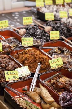 Traditional market in Japan. 