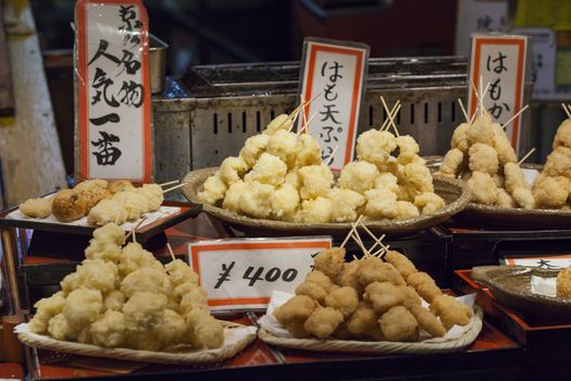 Traditional food market in Kyoto. Japan.