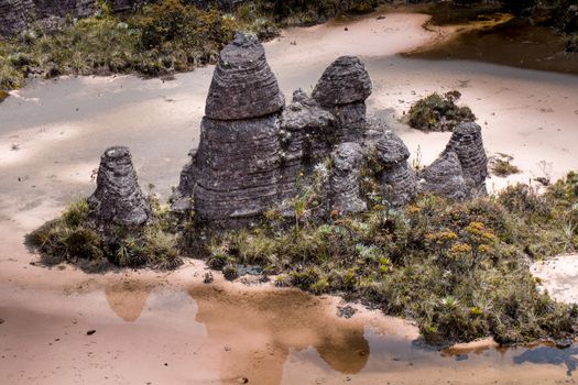 Bizarre ancient rocks of the plateau Roraima tepui - Venezuela, Latin America 