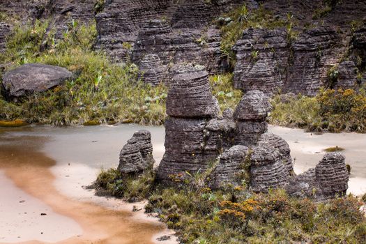 Bizarre ancient rocks of the plateau Roraima tepui - Venezuela, Latin America 