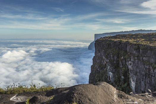 View from the Roraima tepui on Kukenan tepui at the mist - Venezuela, South America