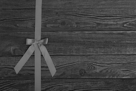 Grunge plank wood texture background with ribbon