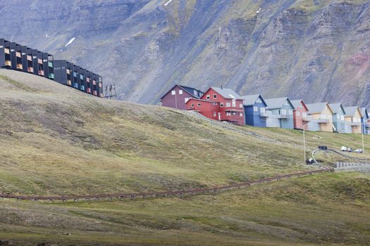 Beautiful scenic view of Longyearbyen (Svalbard island), Norway

