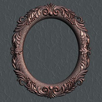 Ornate battered empty picture frame.