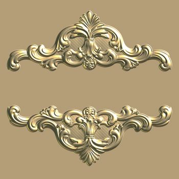3d swirl gold floral luxury background decorative ornament.