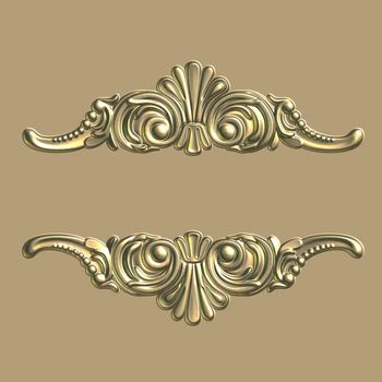 3d swirl gold floral luxury background decorative ornament.