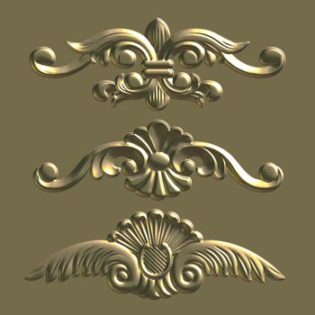 3d swirl floral luxury background decorative ornament.