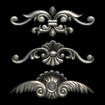 3d swirl floral luxury background decorative ornament.