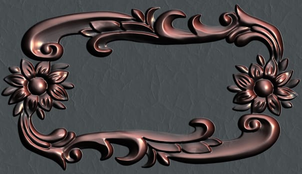 3d swirl floral luxury background decorative ornament metal frame.