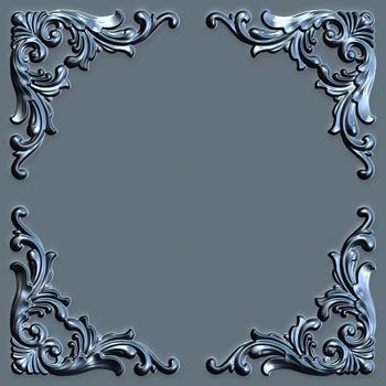 3d swirl floral luxury background decorative ornament metal frame.