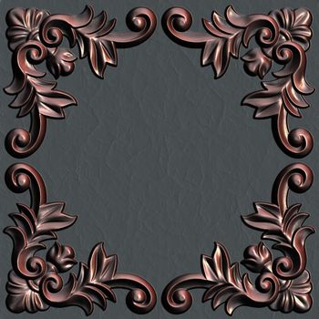 3d swirl floral luxury background decorative ornament metal frame.