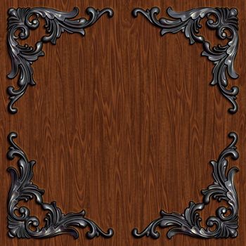 3d swirl floral luxury background decorative ornament metal frame.