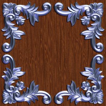 3d swirl floral luxury background decorative ornament metal frame.