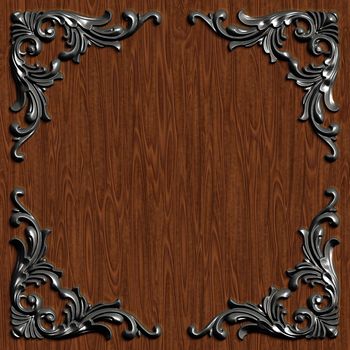 3d swirl floral luxury background decorative ornament metal frame.