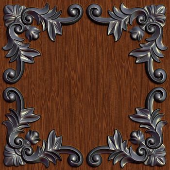 3d swirl floral luxury background decorative ornament metal frame.