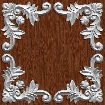 3d swirl floral luxury background decorative ornament frame.