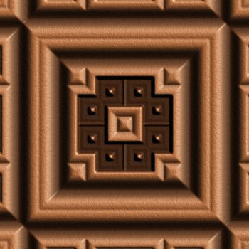 3d seamless tile pattern brown leather background.