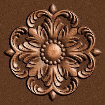 Leather vintage floral ornament background decor element