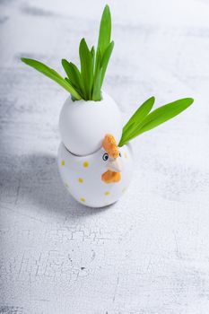 Eggs with flowers on a white background. Easter Symbols.