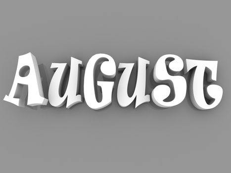 August sign with colour black and white. 3d paper illustration.
