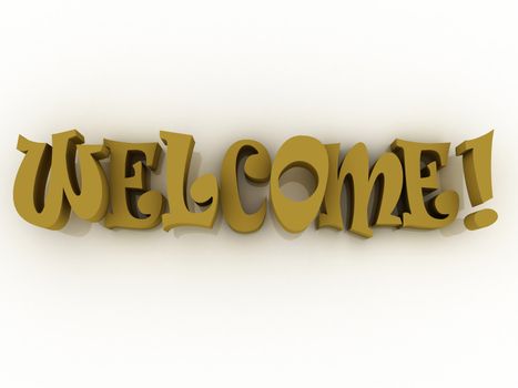 3d Welcome sign with colour. Welcome poster illustration.