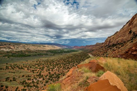 Comb Wash is a long narrow valley in south central San Juan County, Utah. It runs 35 miles north to south from Elk Ridge to the San Juan River at an elevation of 4,200 feet. On the eastern edge of the wash are steep cliffs of Navajo Sandstone, rising in places to 1,000 feet above the valley floor.