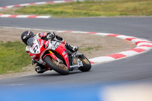 MELBOURNE/AUSTRALIA - OCTOBER 1, 2016: Superbike in the final qualifying round for Saturday at the YMF Australian Superbiike Championshihp Round 6 at Winton Raceway, October 1, 2016.