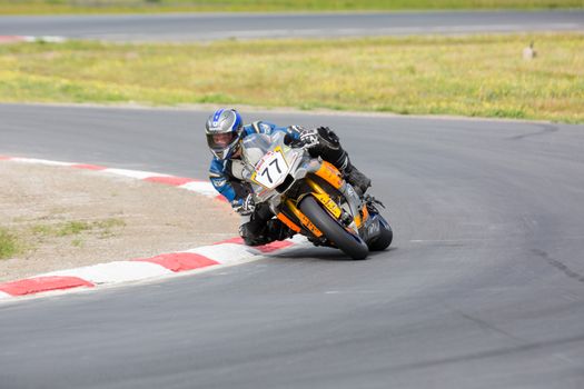 MELBOURNE/AUSTRALIA - OCTOBER 1, 2016: Superbike in the final qualifying round for Saturday at the YMF Australian Superbiike Championshihp Round 6 at Winton Raceway, October 1, 2016.