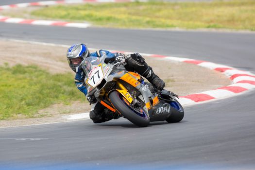 MELBOURNE/AUSTRALIA - OCTOBER 1, 2016: Superbike in the final qualifying round for Saturday at the YMF Australian Superbiike Championshihp Round 6 at Winton Raceway, October 1, 2016.